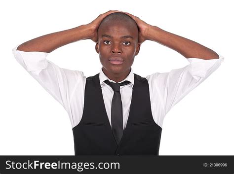 Black Man With His Hands On The Head Free Stock Images And Photos