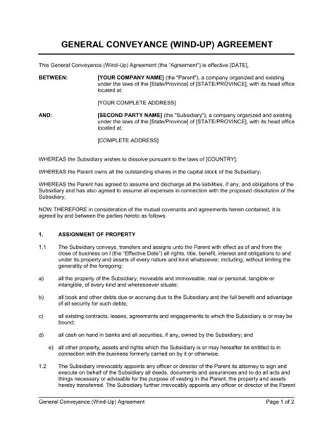 general conveyance agreement wind  template sample