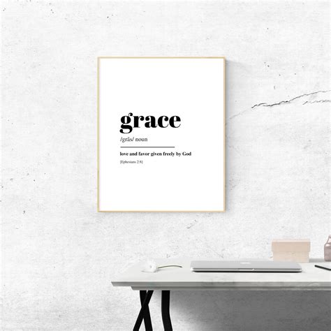 Grace Definition Print Bible Verse Scripture Christian Art Etsy