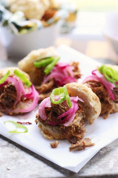 Tex Mex Pulled Pork With Pickled Onions And Jalapeño Cheddar Biscuits