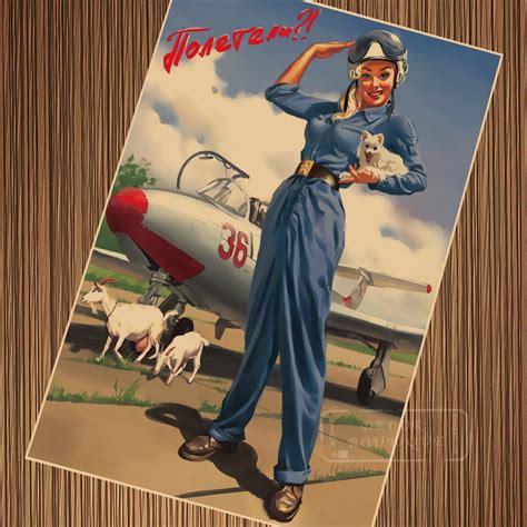 24 Choices Soviet Female Pilot Pin Up Girl Poster Vintage Retro Posters