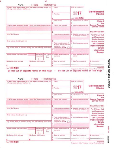 Form 1099 Misc Miscellaneous Income Irs Copy A