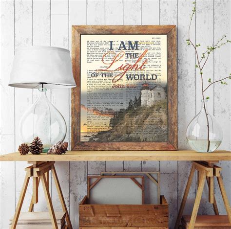 Vintage Bible Page Verse Scripture I Am The Light Of The Etsy