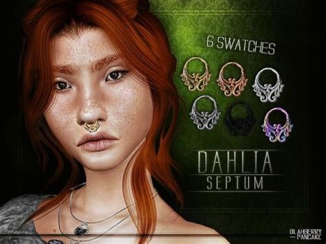 Dahlia Septum By Blahberry Pancake For The Sims 4 Sims 4 Piercings