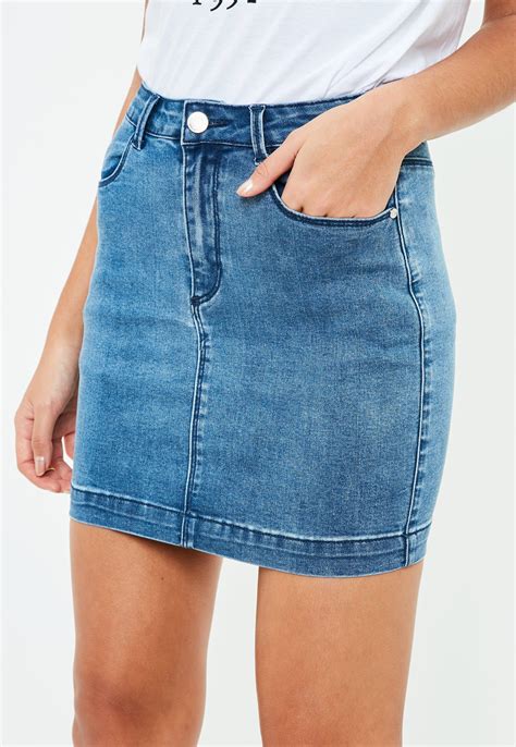 Lyst Missguided Petite Blue Denim Skirt In Blue