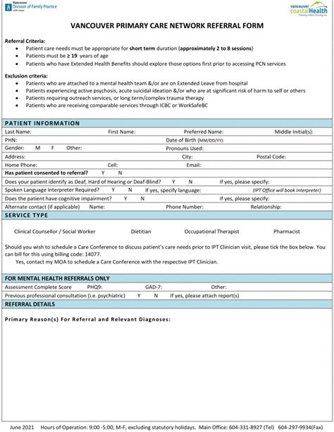 Protected Vancouver Primary Care Network Referral Form 2021 World Oscar