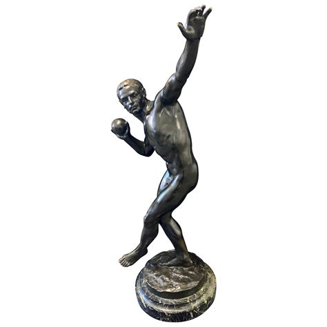 Antique Bronze Sculpture Male Nude Athlete by Paul Leibküchler 1910 H