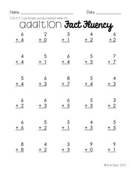 Math Fact Practice Sheets 2nd Grade Math Fact Fluency Assessment By