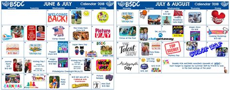 Hot Off The Press Summer 2018 Calendar And Lunch Menu Beth Sholom Day Camp