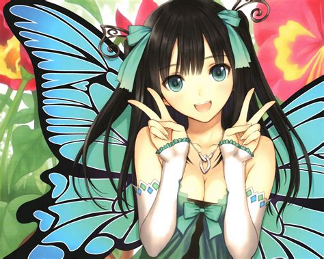 Tags Black Hair Blue Eyes Blush Butterfly Fairy