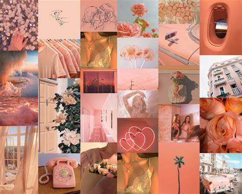 Chill Peach Aesthetic Collage Kit 51 Images Etsy Australia