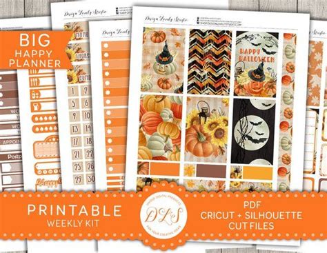 Printable Big Happy Planner Halloween Stickers October Etsy Fall