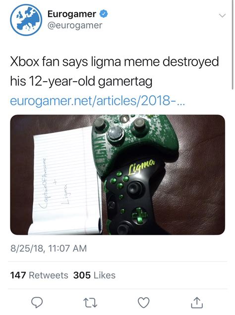 Xbox Fan Says Ligma Meme Destroyed His 12 Year Old Gamertag Ligma