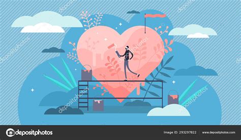 passion vector illustration flat tiny hobby love feeling persons concept — stock vector