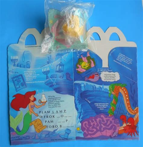 Disneys Little Mermaid Flat Mcdonalds Happy Meal Box And Flounder Figure 1299 Picclick