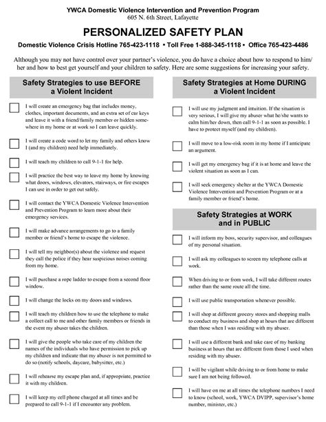 Domestic Violence Safety Plan Worksheet — Db