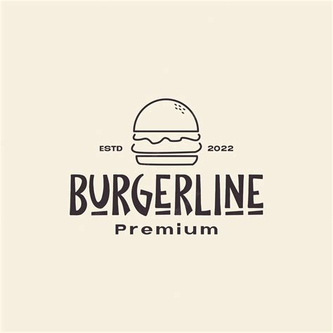 Premium Vector Simple Line Minimal Food Hamburger Vintage Logo Design