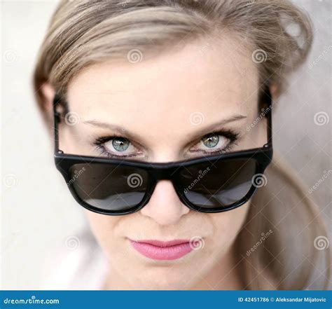 Beautiful Fashion Girl Portrait With Sunglasses Stock Photo Image Of