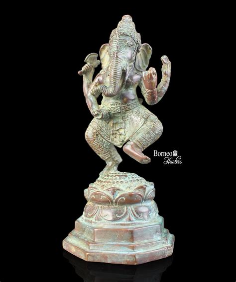 Bronze Dancing Ganesh 20cm Standing Four Armed Ganapathi Etsy Four