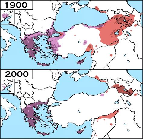Map Of Greek And Armenian Populated Areas Before The Genocides And Today R Mapporn