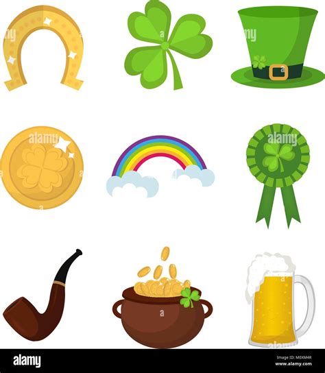 St Patricks Day Icon Set Design Element Traditional Irish Symbols In