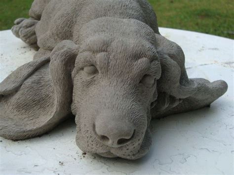 Lazy Laying Down Basset Hound Dog Statue Gray Concretecement Memorial
