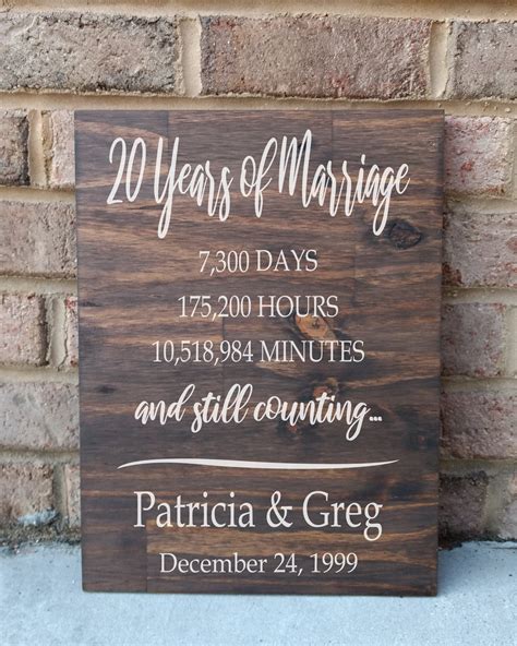 20 Years Of Marriage Hand Painted Wood Sign 20th Anniversary Etsy