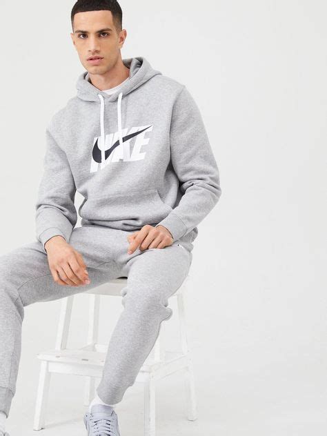 Nike Nike Sportswear Hooded Fleece Graphic Tracksuit Dark Grey Size