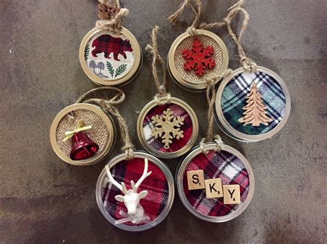 Homemade Christmas Ornaments Made From Mason Jar Tops Holiday Crafts