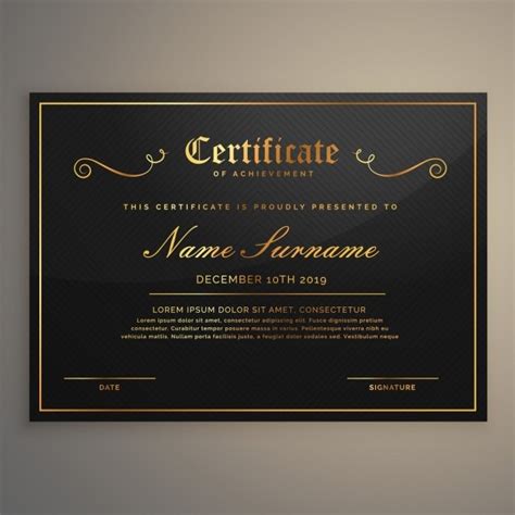 Black Certificate With Gold Ornaments Vector Free Download