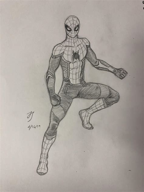 Spider Man Far From Home Drawing Pencil Sketch Colorful Realistic