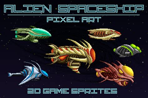 Alien Spaceship 2d Sprites Pixel Art By Free Game Assets Gui Sprite