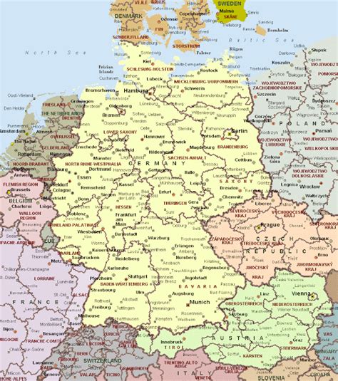 Printable Map Of Germany With Cities And Towns Map