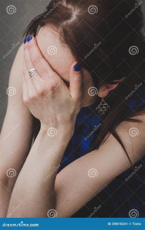detail of a girl hiding her face stock image image of face lady 39810241