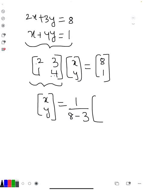 solved use matrix inversion to solve the given system of linear equations you previously