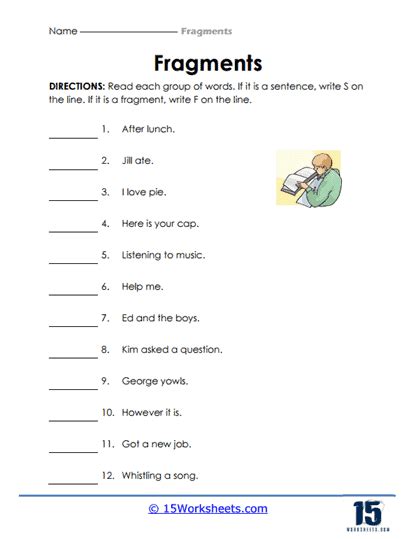 Fragments Run Ons And Complete Sentences Worksheet Worksheets Library