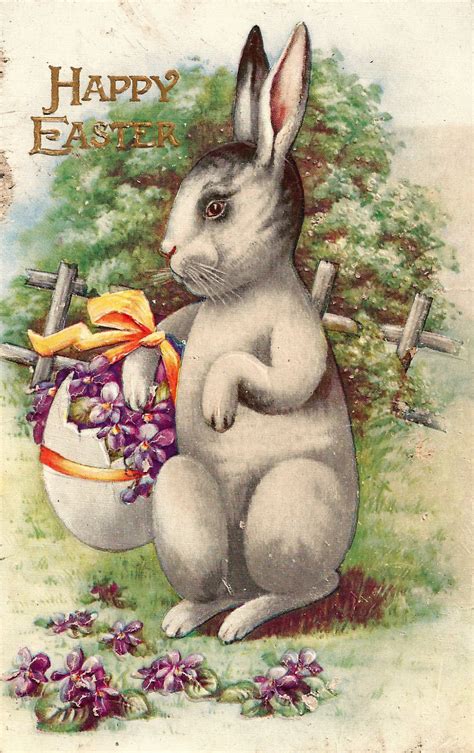 Vintage Easter Bunny Holding Flowers Clipart 20 Free Cliparts