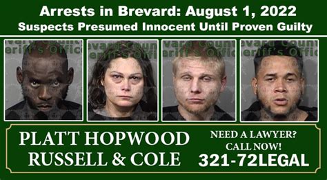 arrests in brevard county august 1 2022 suspects presumed innocent until proven guilty
