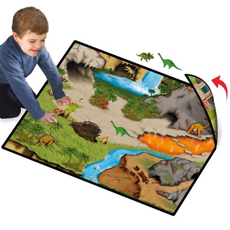 Dinosaur Prehistoric Playmat 2 Sided World 2 Dinos Play Playset Kids