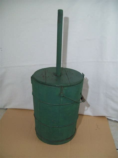 Primitive Wooden Bucket Butter Churn Comes With Lid Dasher Ebay