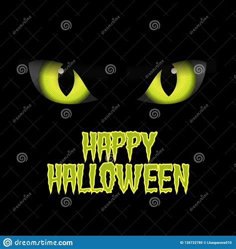 Halloween Illustration Poster Card With Scary Eyes Stock Illustration