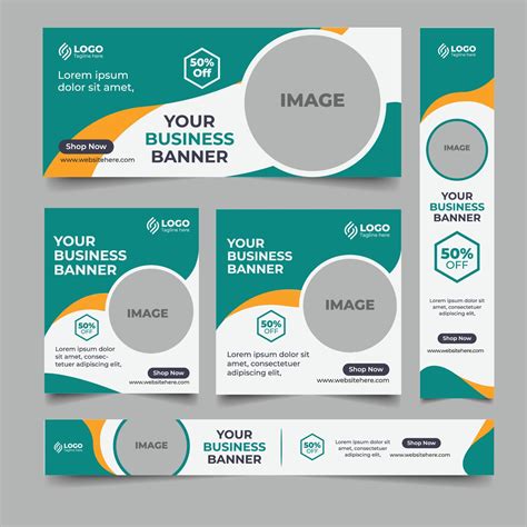Corporate Business Banner Design Set Of Different Sizes With Diagonal