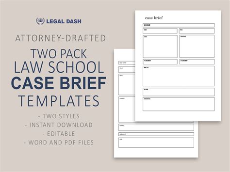Law School Case Brief Form Printable Editable Instant Downloads Pdf And