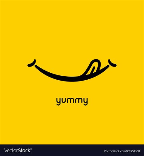 Yummy Face Smile Delicious Icon Logo Yummy Tongue Vector Image