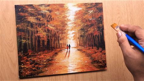 Acrylic Painting Of Autumn Forest Step By Step Youtube