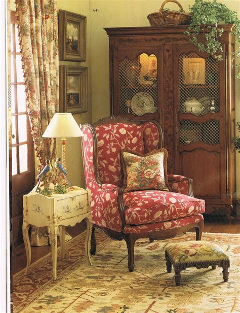 French Country By Pierre Deux The Red Chair Is A Pop Of Color In