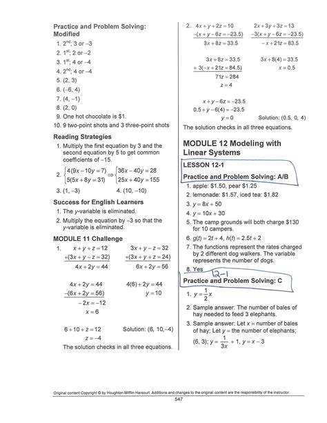 7 1 Additional Practice Answer Key Algebra 1