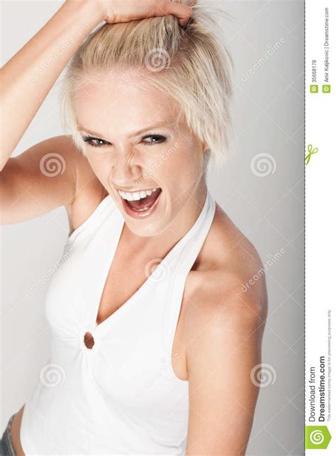 Screaming Woman Having A Temper Tantrum Stock Photo