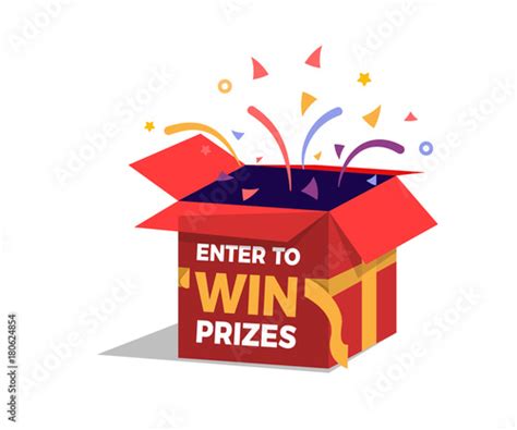 Prize Box Opening And Exploding With Fireworks And Confetti Enter To