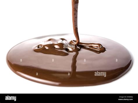 Chocolate Flow Isolated On White Background Close Up Stock Photo Alamy